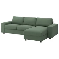 VIMLE Sofa trosed s lenjivcem, sa širokim rukohvatima/Knäbäck sivozelena