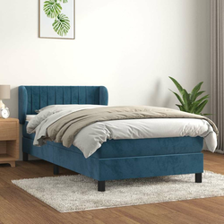VIDAXL Box spring postelja z vzmetnico temno moder 90x190 cm