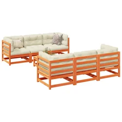 7-dijelni set vrtnih sofa s jastucima voštano smeđi od borovine