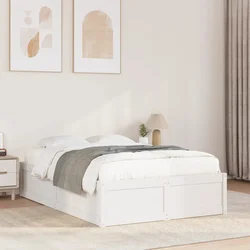 vidaXL Posteljni okvir bel 135x190 cm trdna borovina