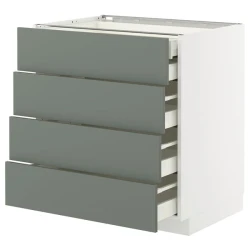 METOD / MAXIMERA Pod.elem.4fronta/2donj/3sred.fioke, bela/Nickebo mat sivozelena, 80x60 cm