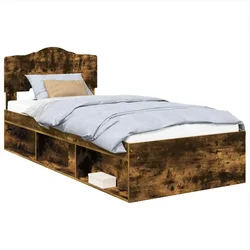 Vidaxl Konstrukcija postelje z vzglavjem Dimljeni oreh 75 x 190 cm