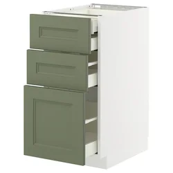 METOD / MAXIMERA Pod.elem.3front/2dnj/1srd/1vis.fiok, bela/Axstad sivozelena, 40x60 cm