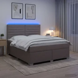 Boxspring krevet s madracem Sivosmeđa 140 x 190 cm Tkanina Smeđesiva 144 x 190 x 140.5 cm