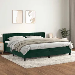 Vidaxl Box spring postelja z vzmetnico temno zelena 200x200 cm žamet