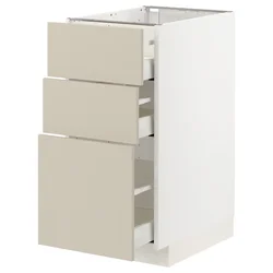 METOD / MAXIMERA Podni element s 3 fioke, bela/Havstorp bež, 40x60 cm