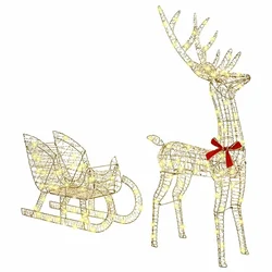 Reindeer vuče saonice Topla bijela 70 x 26 x 129 cm PET