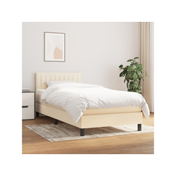Den Box spring postelja z vzmetnico krem 80x200 cm blago