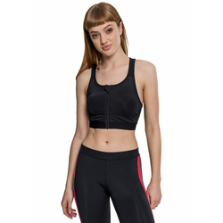 Športni modrček URBAN CLASSICS - Tech Mesh Zipped Bra - črna - TB2029