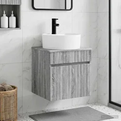 Umivaonik s policom za zid Siva Sonoma 49 x 44,5 x 65 cm