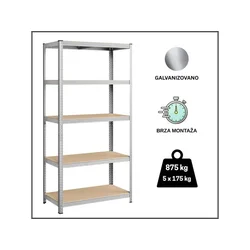 EPRO Metalna montažna polica Standard 180x120x45cm, metal-drvo, 875kg (5x175kg)