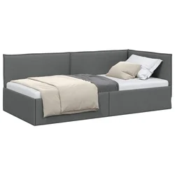 Vidaxl Kotna postelja z vzglavjem Temno siva 100 x 200 cm blago
