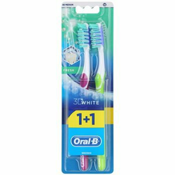 ORAL-B zobna ščetka 3D White Fresh medium Violet & Green, 2 kosa