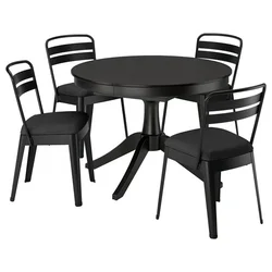 ROSENTORP / RAMSNÄS Sto i 4 stolice, crna/crna, 110/155 cm