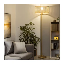 Brilagi - LED podna lampa CERIA 1xE27/20W/230V, prečnik 40 cm, bambus/zlatna
