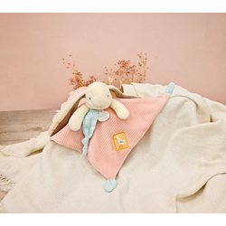 Plyšový zajačik na maznanie Lapin Ciboulette Flat Comforter Doudou et Compagnie v darčekovom balení 27 cm od 0 mes DC4207