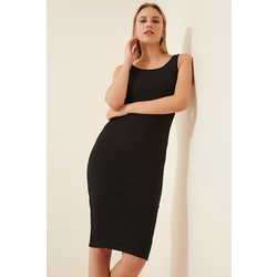 Happiness Istanbul Womens Black Corduroy Knitted Dress