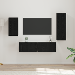 Set TV komoda Zidne 4 pcs Crni hrast Konstruirano drvo
