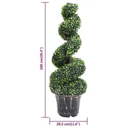 Vidaxl Umetni pušpan spirala z loncem zelene barve 100 cm