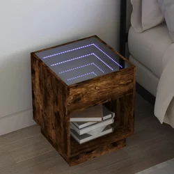 Noćni ormarić s beskonačnim LED boja smeđeg hrasta 40x40x50 cm