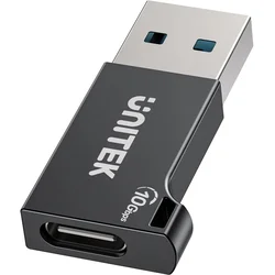 UNITEK ADAPTER USB-A - USB-C 10Gbps, M/F, črn