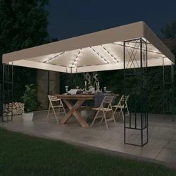 vidaXL Paviljon z lučkami 3x4 m krem blago