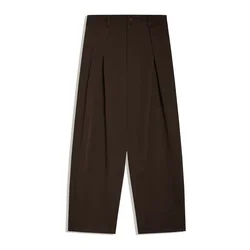 Bershka Hlače z naborki temno rjava