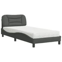 Vidaxl Postelja z vzmetnico Hvar temno siva 90x190 cm blago