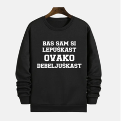 MAFIMI Muški duks Baš sam si lepuškast ovako debeljuškast, Crni