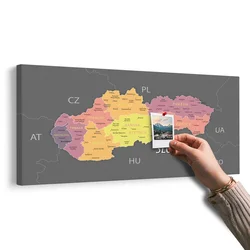 Slika na pluti pastelni zemljevid Slovaške - 140x70 peg