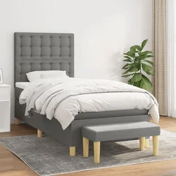 shumee Box spring postelja z vzmetnico temno siva 100x200 cm blago