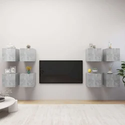 Zidni TV ormarići 8 kom siva boja betona 30,5 x 30 x 30 cm