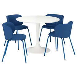 DOCKSTA / KRYLBO Sto i 4 stolice, bela/plava, 103 cm