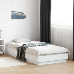 vidaXL Posteljni okvir z LED Bela 80 x 200 cm Inženirski les