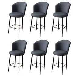 HANAH HOME Set 6 barskih stolica Fora Anthracite Black