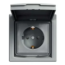 Schneider ASFORA SCHUKO vtičnica IP44 z okvirjem (enokraka) jeklo EPH3100362