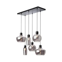 Redo 01-4047 - Luster na sajli ATLANTIS 6xE27/42W/230V crna