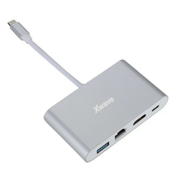 Xwave Adapter USB 3.1 Tip-C M na HDMI+USB 3.0+Tip C+RJ45 F M HDMI,3.0,RJ45 F