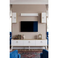 Hanah Home TV komoda Demet, hrast Sapphire / bela