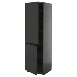 METOD Visoki element s policama/2 vrata, Crnosiva/Upplöv boja antracita, mat, 60x60x200 cm