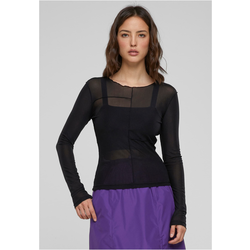Womens long-sleeved mesh with an exposed seam, black
