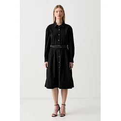 DKNY obleka A-kroja bombaž z elastanom