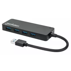 USB HUB MANHATTAN, 4-portni USB 3.2, crni