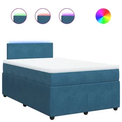 Vidaxl Box spring postelja z vzmetnico modra 120x190 cm žamet