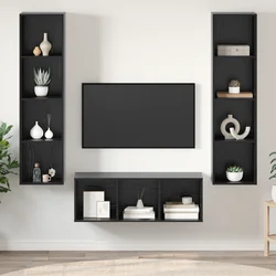 Set TV komoda Zidne 3 pcs Crni hrast Konstruirano drvo