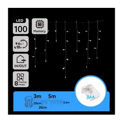 Aigostar - LED spoljašnji lanac 100xLED/8 funkcija/3xAA 8x0,6m IP44 hladno svetlo