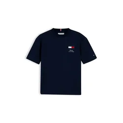 TOMMY HILFIGER Majica mornarska/ognjeno rdeča/bela