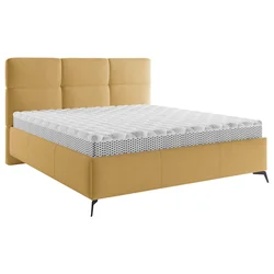 Carryhome OBLAZINJENA POSTELJA 140 cm x 200 cm , tekstil gorčično rumena
