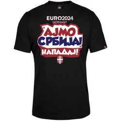 011Shop Muška majica kratkih rukava, Ajmo Srbija napadaj! EP 2024, Crna