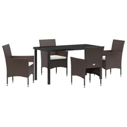 vidaXL vidaXL 5-delni set vrtnarskih jedilnih stolov Rjava Poli ratan, (22087368)